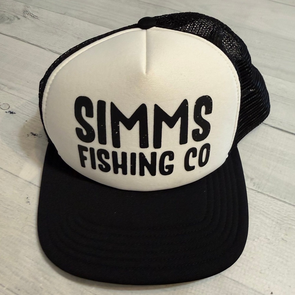 Simms Small Fit Throwback Trucker Hat black and white